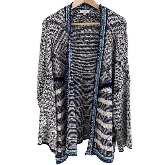 UMGEE Open Front Cascading Patterned Longline Cardigan - Picture 1 of 12